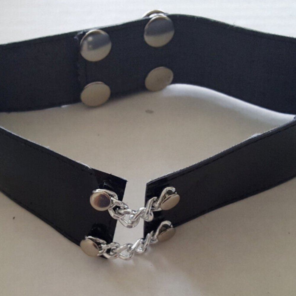 VINTAGE Metal & PU Choker COLLAR 19" Gothic Punk Cosplay Adjustable Bondage BDSM